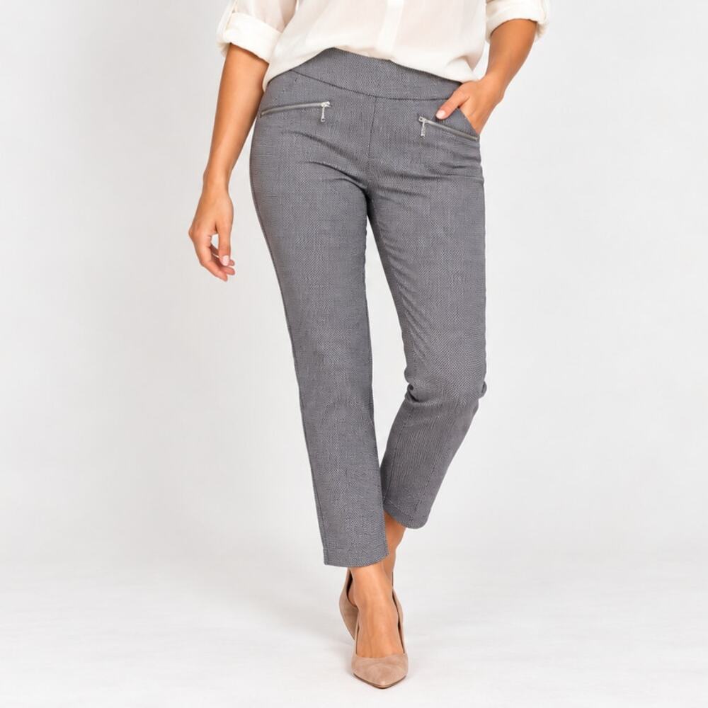 Van Heusen Stretch Extensible Pants Womens Size 4 Gray Ankle Pull On Office